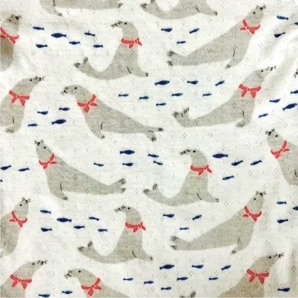 Baby Boden Pajamas Boys 18-24M Girls Ribbed Eyelet Seals White Coordinates Mini